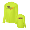 Safety yellow long-sleeve shirt with Team Achilles branding on a white background