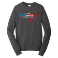 Charcoal crewneck with Achilles Freedom Team logo with the letters resembling a red, white and blue flag design