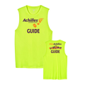 Two safety yellow sleeveless shirts with Achilles branding on a white background