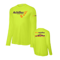 Safety yellow long-sleeve shirt with Achilles International logo on a white background