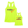 Two safety yellow tank tops with Achilles branding on a white background