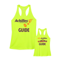 Two safety yellow tank tops with Achilles International branding on a white background