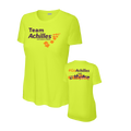 Safety Yellow t-shirts with Team Achilles logos on a white background