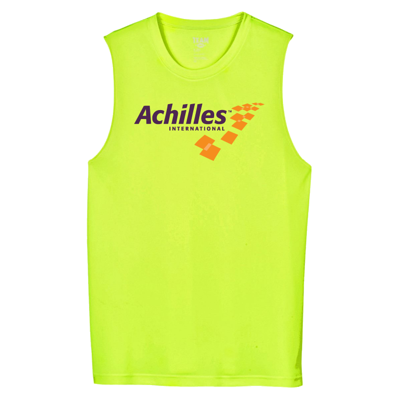 Safety Yellow tank top with Achilles logo on a white background