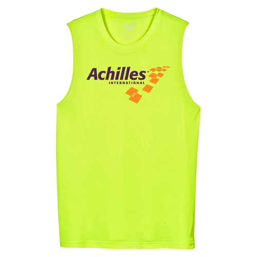 Safety Yellow tank top with Achilles logo on a white background