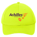 Neon Yellow cap with Achilles International logo on a white background