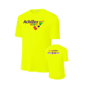 Neon Yellow t-shirt with Achilles Kids logo on a white background