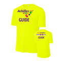 Neon Yellow t-shirts with 'Achilles Kids Guide' text on a white background